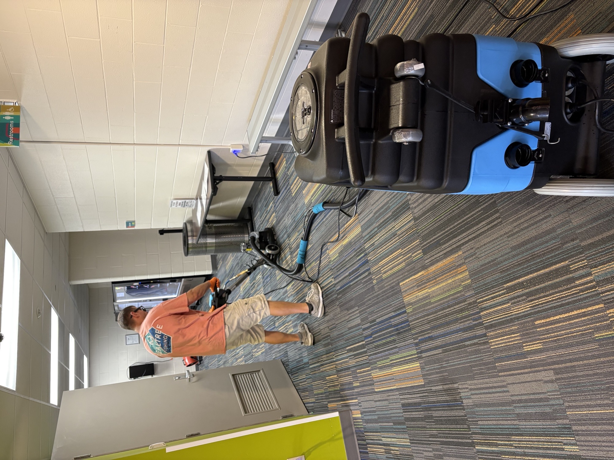 Commercial carpet cleaning with a Mytee extractor and rotary tool
